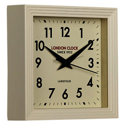 London Clock Company 1922 Square Station Mantel Clock Cream